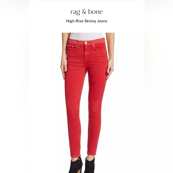 Rag and Bone Skinny High Rise, Red, Sz 28 - Picture 1 of 7